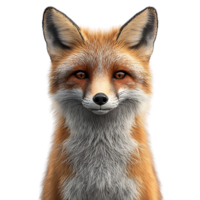 A Curious Red Fox with a Transparent Background, Looking Directly at the Camera with a Soft Gaze, with a Fluffy Tail, Isolated and Ready for Your Designs. png