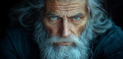 A man with a beard and a beard is looking at the camera photo