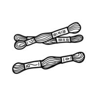 Embroidery Floss Mulin Threads Composition. Hand drawn illustration of Mulin skeins for Needlework. Illustration in doodle style, isolated on white background. Perfect for Crafting, Embroidery vector