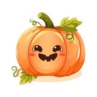 illustration of charming and playful pumpkin with a happy, toothy grin, perfect for Halloween themed designs vector