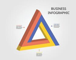 triangle chart template for infographic for presentation for 3 element vector