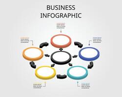 6 circle template for infographic for presentation for 6 element vector