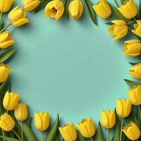 Send warm wishes with a vibrant illustration perfect for Mother's Day, complete with tulip flowers and copy space for your personal touch. photo