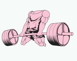 illustration of a muscular bodybuilder lifting heavy dumbbells vector