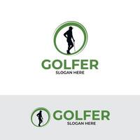 Golf player logo design template vector