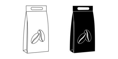 coffee paper bag icon set isolated on white background vector