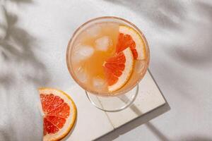 glass of grapefruit juice photo
