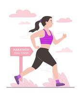 Female Runner Athlete Enjoying with Marathon Running for Sport Concept Illustration vector