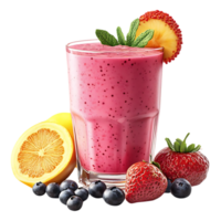 Strawberry, Blueberry, and Lemon Smoothie with a Transparent Background png