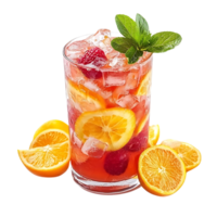 Refreshing Summer Citrus and Raspberry Cocktail with a Transparent Background png