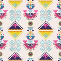 Colorful folk art geometric pattern. Folklore geometric abstract shape seamless pattern. Folk art geometric pattern use for fabric, textile, home decoration elements, upholstery, wrapping, etc. vector