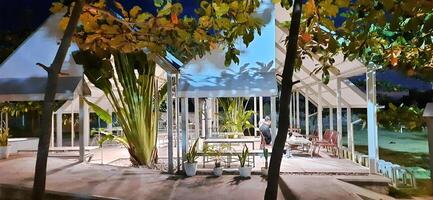 Beautiful view of The Danau Resort and Villa or Bebek Tepi Sawah famous Restaurant cabang Ubud Bali in Makassar - Gowa. South Sulawesi, Indonesia - August 7 2024 photo