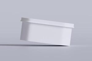 Tin box for food, ice cream container packaging isolated on gray background 3D rendering illustration photo