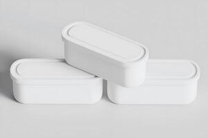 3D Rendering Ice Cream Containers Reusable Freezer Storage for Homemade Ice Cream Tub for Sorbet, Frozen Yogurt - Flexible Silicone Lids photo