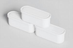 3D Rendering Ice Cream Containers Reusable Freezer Storage for Homemade Ice Cream Tub for Sorbet, Frozen Yogurt - Flexible Silicone Lids photo