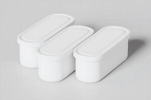 3D Rendering Ice Cream Containers Reusable Freezer Storage for Homemade Ice Cream Tub for Sorbet, Frozen Yogurt - Flexible Silicone Lids photo