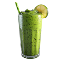 Refreshing Green Smoothie with Lime Garnish and Transparent Background png