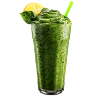 Refreshing Green Smoothie with a Lemon Twist on a Transparent Background png