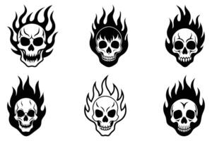 Realistic Skull with fire around and on it vector
