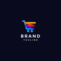 Colorful Zig-Zag Shopping Cart Logo Design. Colored Zig-Zag Lines Form Shopping Cart Logo Design. vector