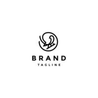 Perched Bird in Circle Lines Logo Design. Bird In Simple Round Cage Line Logo Design. vector
