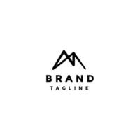 Simple Mountain Line Sihouette Logo Design. Initial Letter M Lines Form Mountain Symbol Logo Design. vector