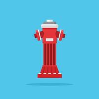 standard red automatic fire hydrant pillar icon on highway with 2 connection valves vector