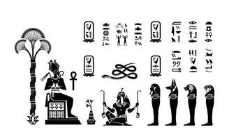 Silhouette of an offering to the god Osiris in an ancient Egyptian papyrus vector