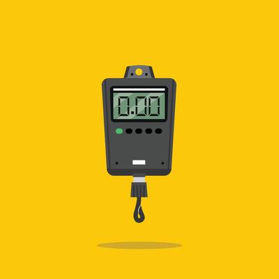 spring balance icon logo, digital measurement weight illustration. suitable for poster and web icon