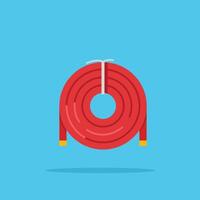 red fire hose icon rolled up with white tie without nozzle vector