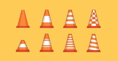 traffic cone icon collection, traffic sign and traffic control object illustration. suitable for posters and web icons vector