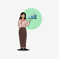 Woman with Graph Showing Business Growth vector
