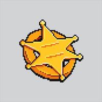 Pixel art illustration Sheriff Badge. Pixelated Police Badge. Sheriff Police Badge pixelated for the pixel art game and icon for website and game. old school retro. vector