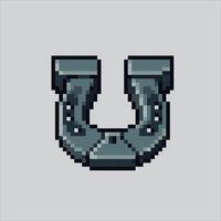 Pixel art illustration Horseshoe. Pixelated horse. Horseshoe pixelated for the pixel art game and icon for website and game. old school retro. vector