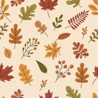 Seamless pattern with autumn leaves. The illustration is warm and inviting, evoking the feeling of autumn. vector