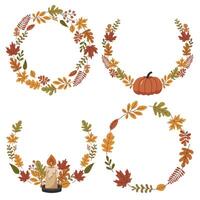 Set of four autumn wreaths vector