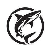 silhouette jump of shark on the circle vector