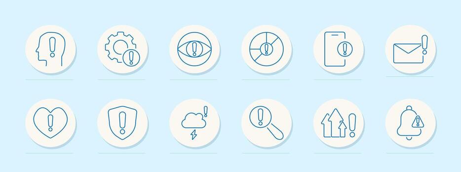 Alert and attention icon set. Various exclamation mark symbols for notifications, warnings, and important messages in communication and safety themes vector