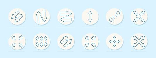 Arrow and direction icon set. Various arrow symbols for navigation, movement, and flow in design and infographic themes vector