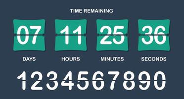 Countdown. Time remained, days, hours, minutes, seconds, numbers, flip, timer, limited offer, hurry up, sale, advertising, watch, business ad, marketing ploy, customer acquisition, limit, deadline vector