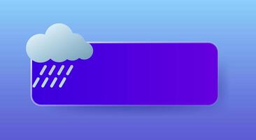 Rainy. Empty tile to place your content, weather forecast app or website. Cloud, lightning, thunderstorm, autumn, downpour, overcast, wind, temperature, precipitation, degrees Celsius, Fahrenheit vector