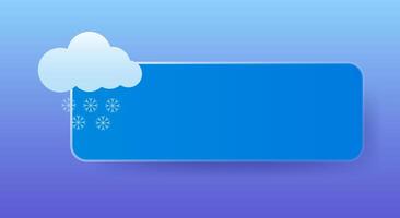 Snowy. Empty tile to place your content, weather forecast app or website. Cloud, ice, rain, winter, wind, thunderstorm, lightning, snowflake, temperature, precipitation, degrees Celsius, Fahrenheit vector