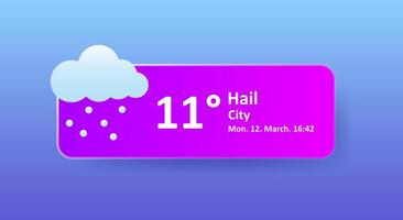 Hail 11 Degrees Celsius weather forecast, date, city location. Snowflake, overcast, thunderstorm, wind speed, thundercloud, air, precipitation, temperature, atmospheric pressure, Fahrenheit, ice vector