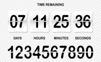 Countdown. Time remained, days, hours, minutes, seconds, numbers, flip, timer, limited offer, hurry up, sale, advertising, watch, business ad, marketing ploy, customer acquisition, limit, deadline vector