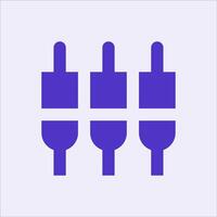 a blue connection icon with three different colored plugs vector