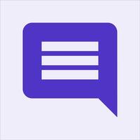 a purple speech bubble with a message inside vector