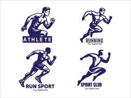 four different logos for running and running vector