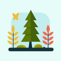 an illustration of a tree and a butterfly vector
