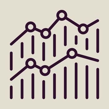 an icon of a graph line with a line going up vector