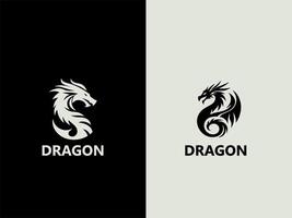 two logos for dragon and dragon head vector